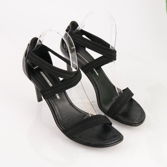 Donald Pliner Womens Sandal Size 9 Black Patent Elastic Heels Strappy Dress Shoe - Picture 12 of 12